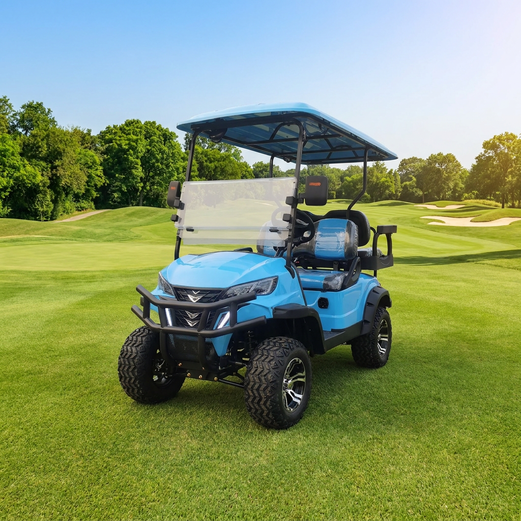 Luxury Design Street Legal Blue 8 Passenger 5kw Motor Electric Golf Cart for Resort Scenic Area Transportation