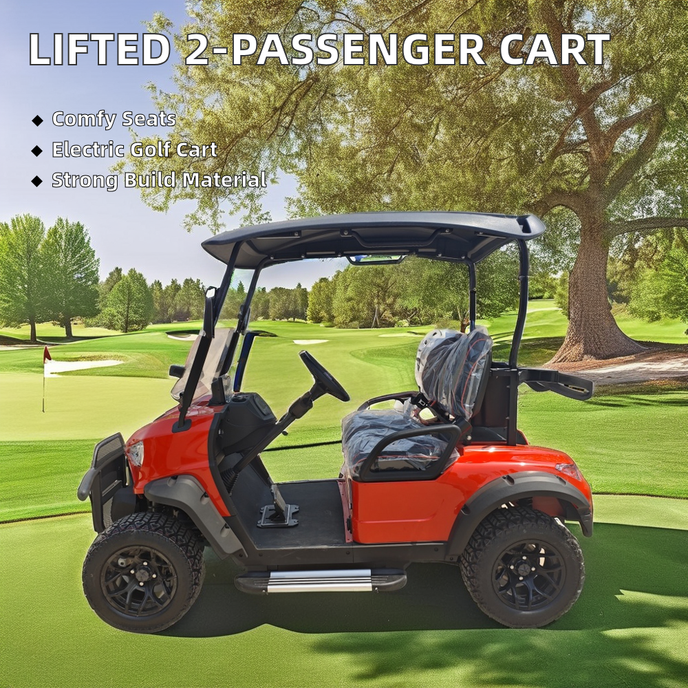 JG Electric 2-Seater Off-Road Cart with Heavy-Duty Suspension and Mud-Terrain Tires for Farm &amp; Golf Course Use