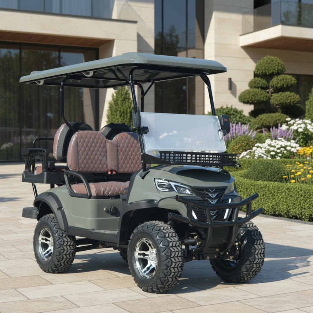4 Seat Street Legal LSV Off Road Low Speed Golf Buggy Lithium Battery Powered Cart Full Options for Resort Villa Beach Farm Club