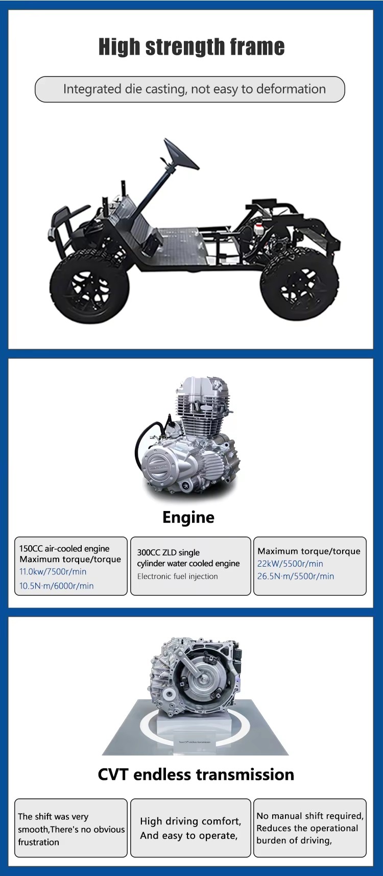 EPA CARB Certified Commercial Powertrain Golf Cart Gasoline Engine 2+2 Seats Golf Cart Gasolina Fo Resort Fleet MobilitySystems