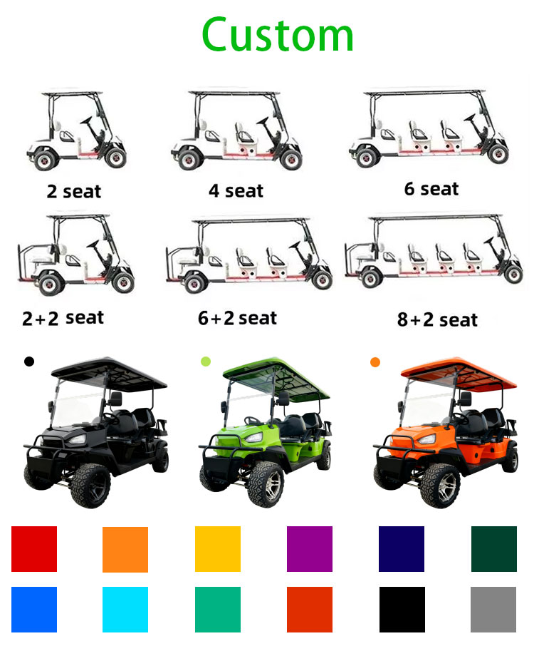Luxury 6 Seater off Road Comfortable Sightseeing 60V Electric Golf Carts with 35KM/H Speed and 90km Range for Private Use