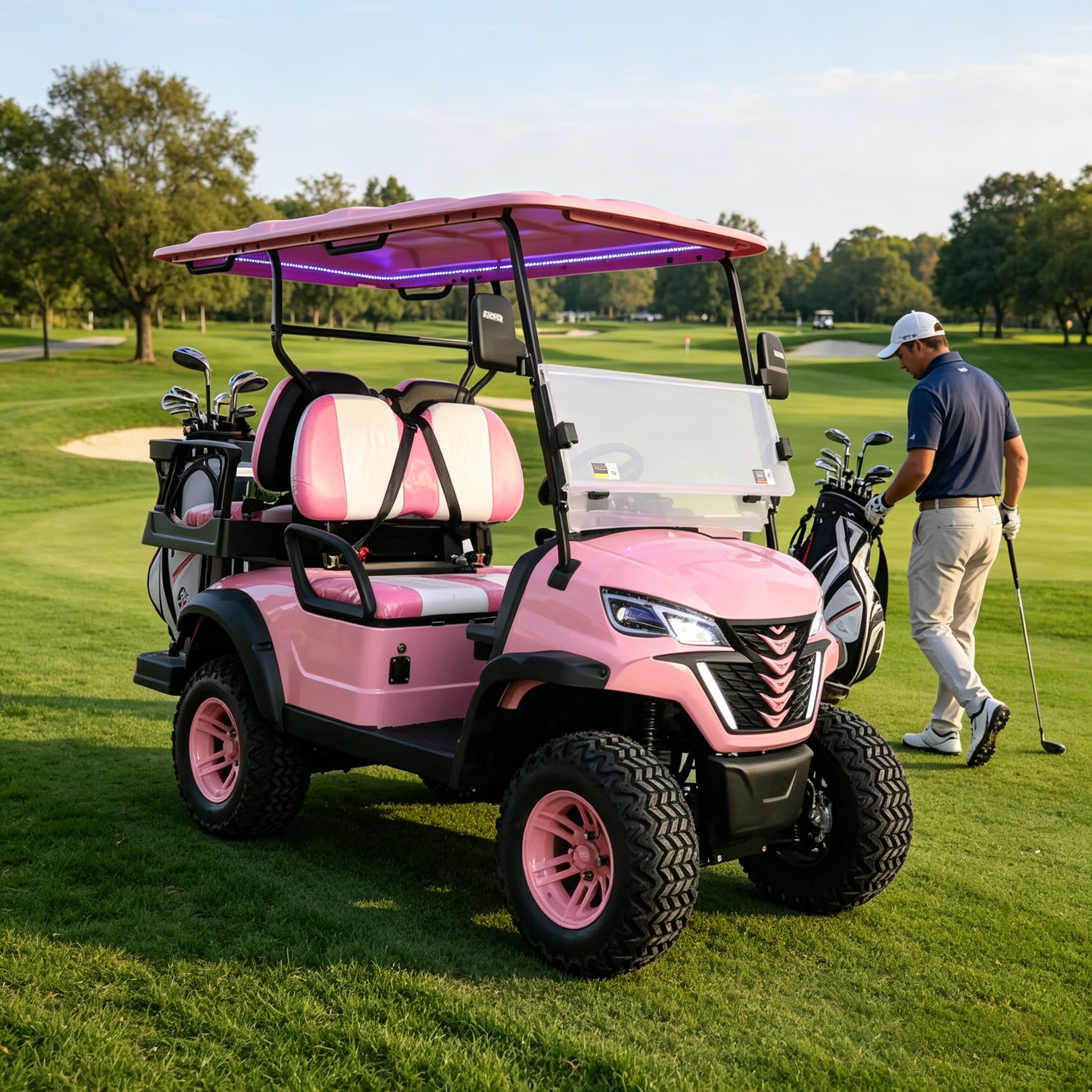 Heavy Duty Rental Fleet Electric Golf Cart 4-Seater Maintenance Free Lithium Battery 48V 5000W AC Motor 70-90km Range 4-wheel