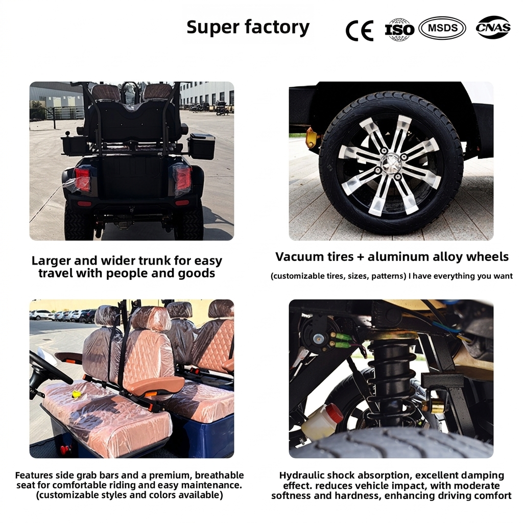 Electric Golf Cart 4 Seater 60V CE Certified 25 Grade Ability Luxury Off-Road Buggy Factory Direct 30Km/h Sightseeing Car