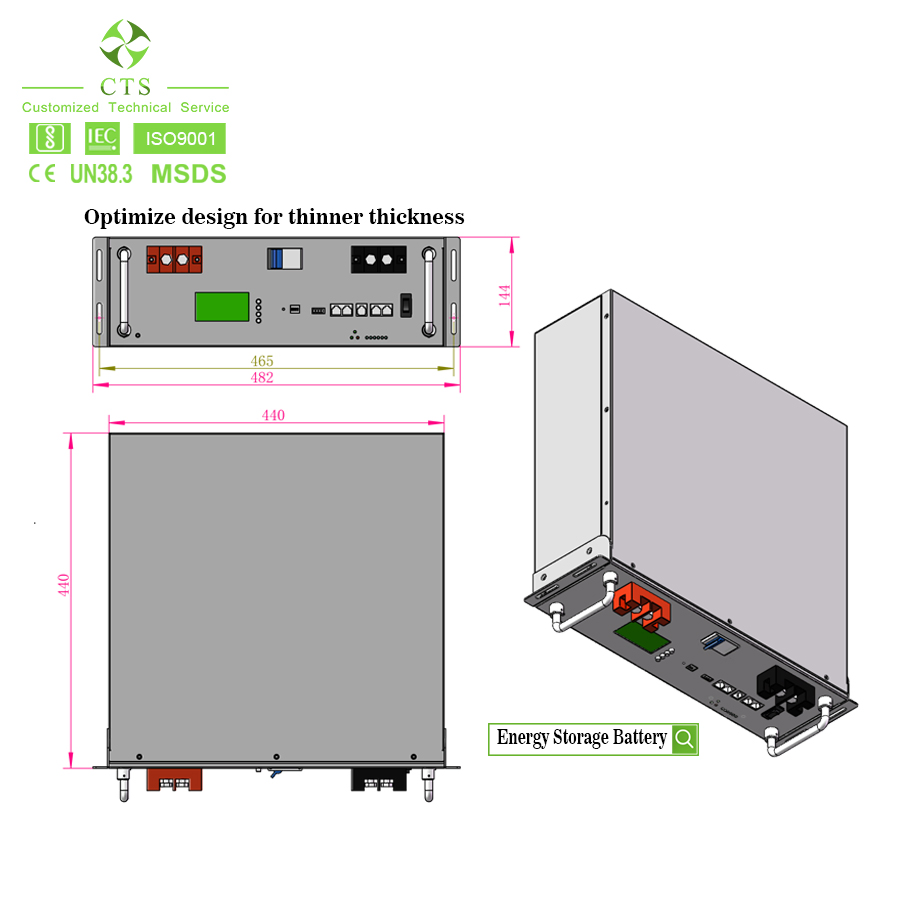Cts 24V 48V 280ah LiFePO4 Solar Battery Storage System for Server Rack