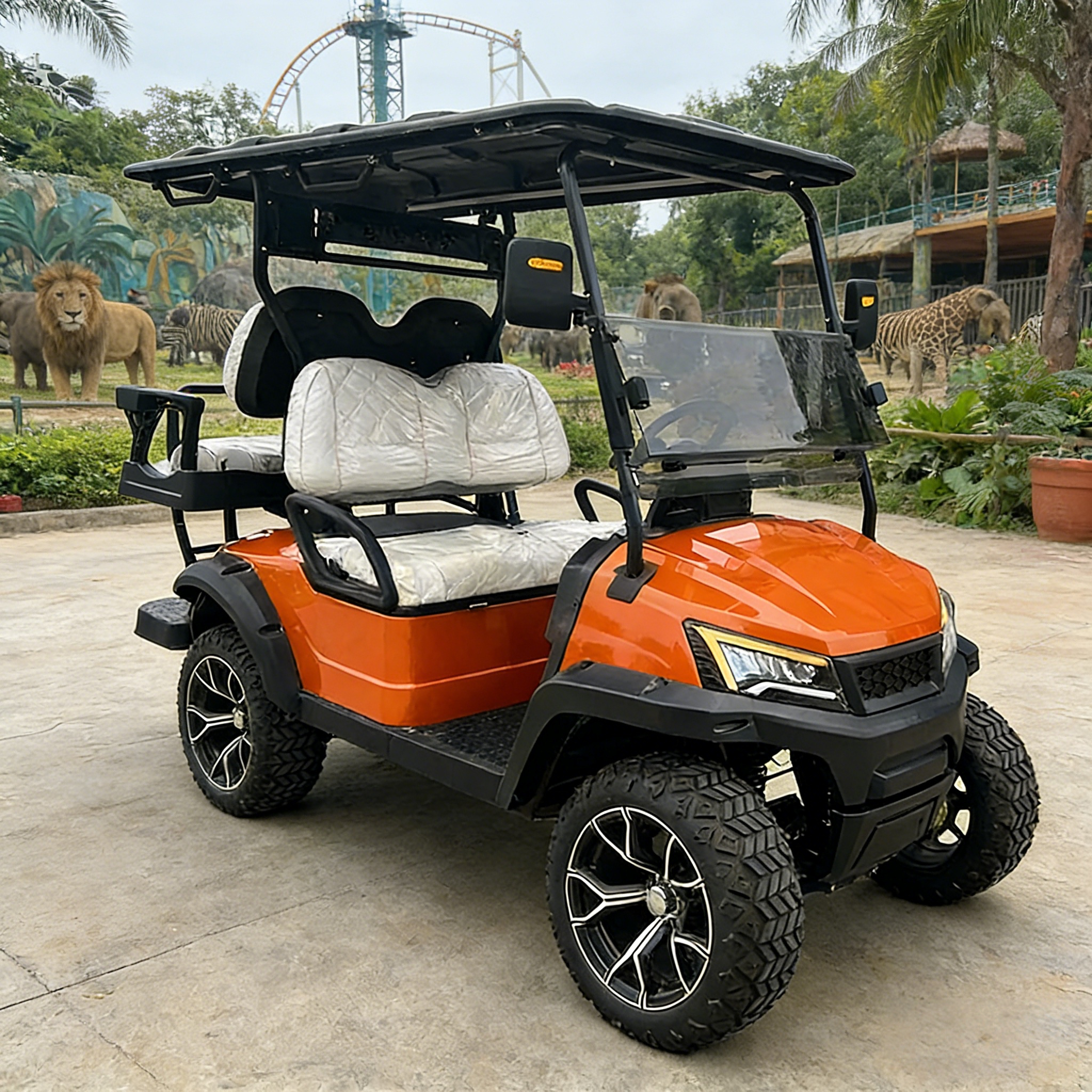Professional Grade 4 Seater Golf Cart with Rear Caddie Standing Platform for Club Course and Rental Fleets