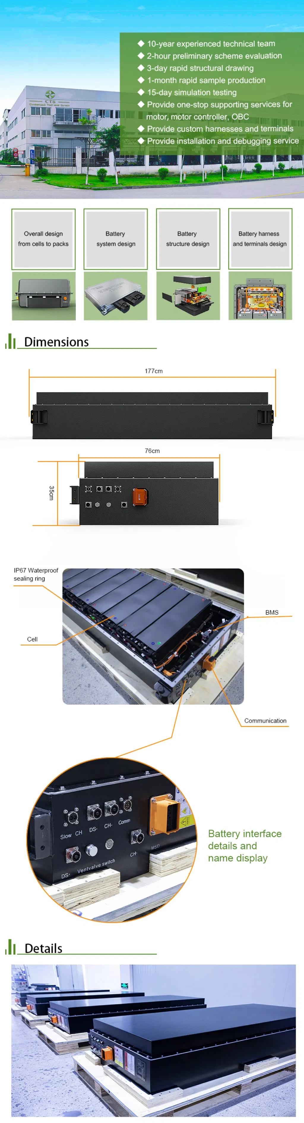 Lithium Ion Electric Car Battery System Pack