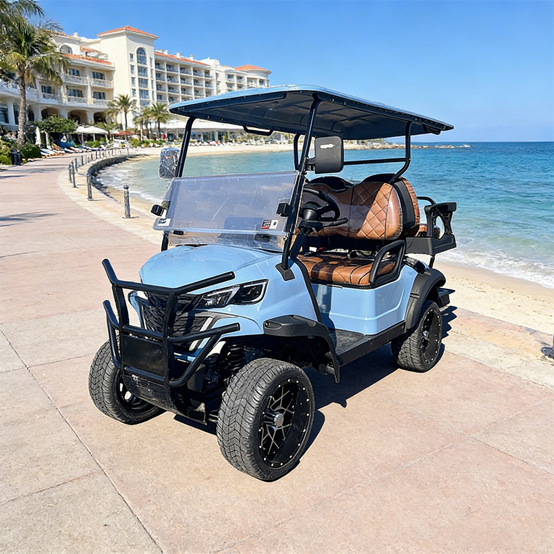 WOLAN Electric Steel Chassis Solar Charge 4 Seater Green Golf Cart with 48V Battery for Eco Park