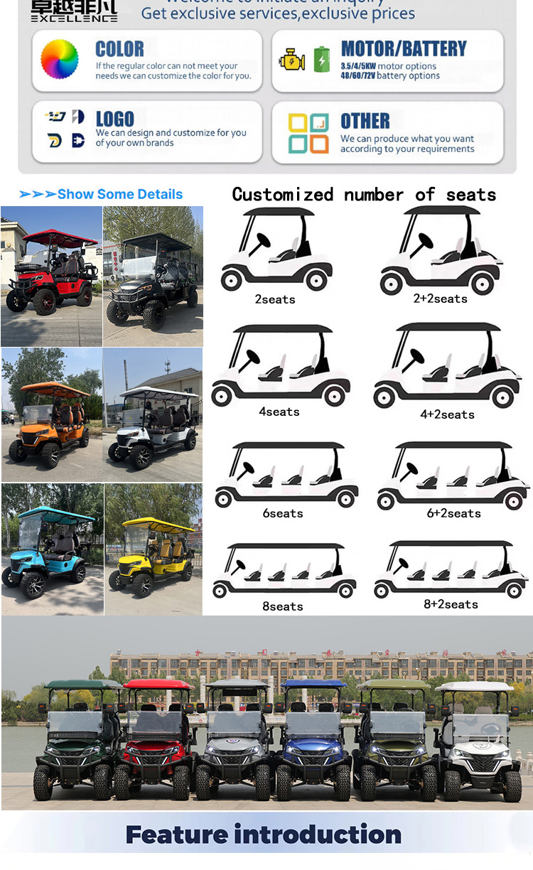 Luxury Electric 6seats Offroad Golf Cart Certified by CE DOT