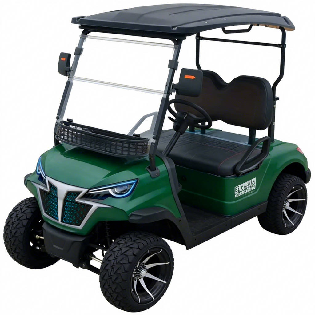 Intelligent 2 Seater Golf Cart With Lithium Battery for Member Pickup Wilderness Travel Eco Friendly Luxury Interior