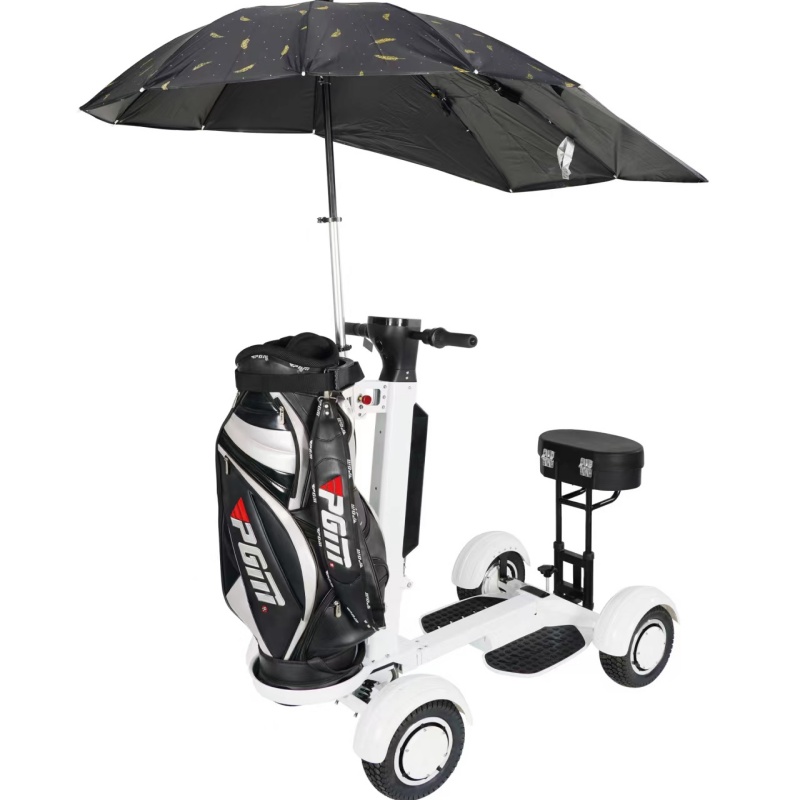 4-Wheel Aluminum Foldable Electric Golf Cart Mobility Scooter 10.5-inch Tires 2000W Motor White Lithium Battery 150kg Load