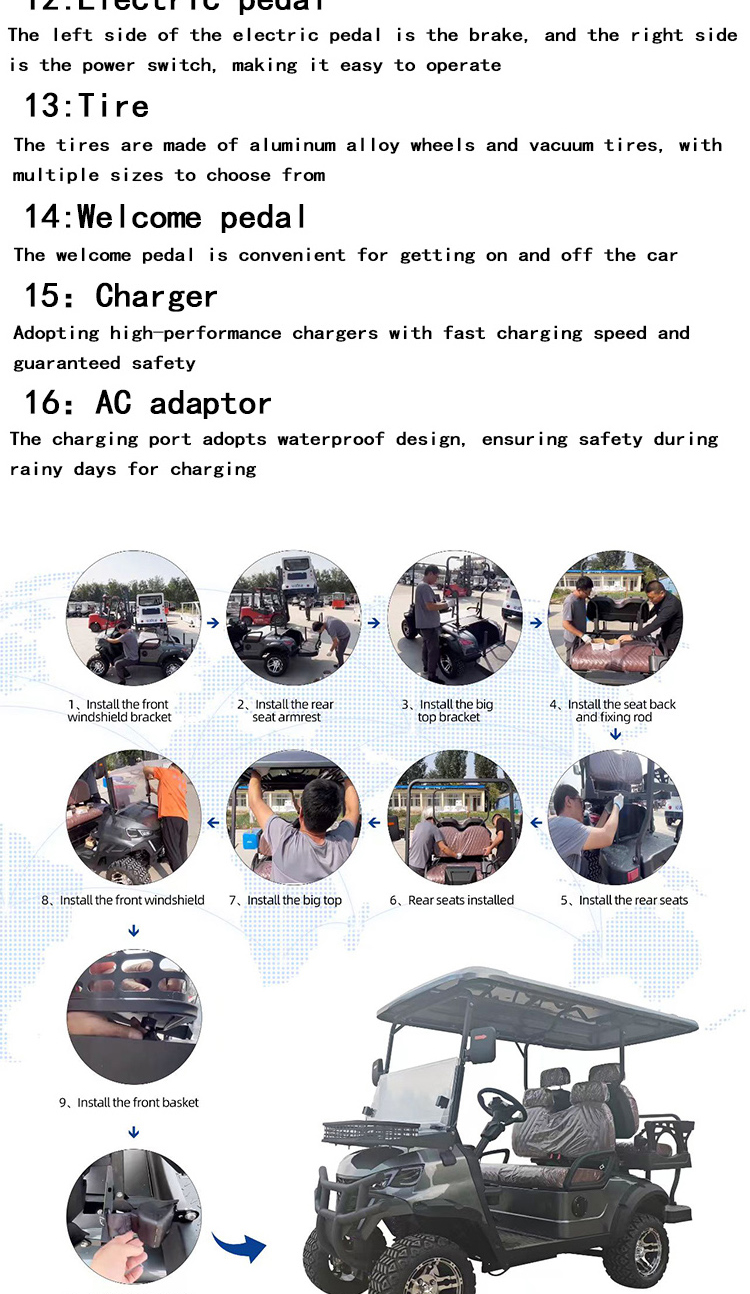Luxury Electric 6seats Offroad Golf Cart Certified by CE DOT