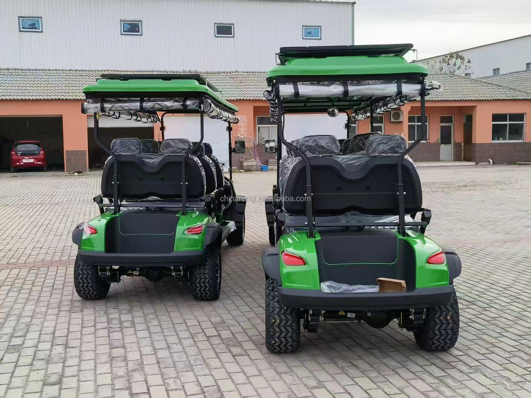Solar Powered 10 Seater Electric Golf Cart 4 Wheel Drive off Road with 72V Battery &amp; 90km Range for Resort Hotel