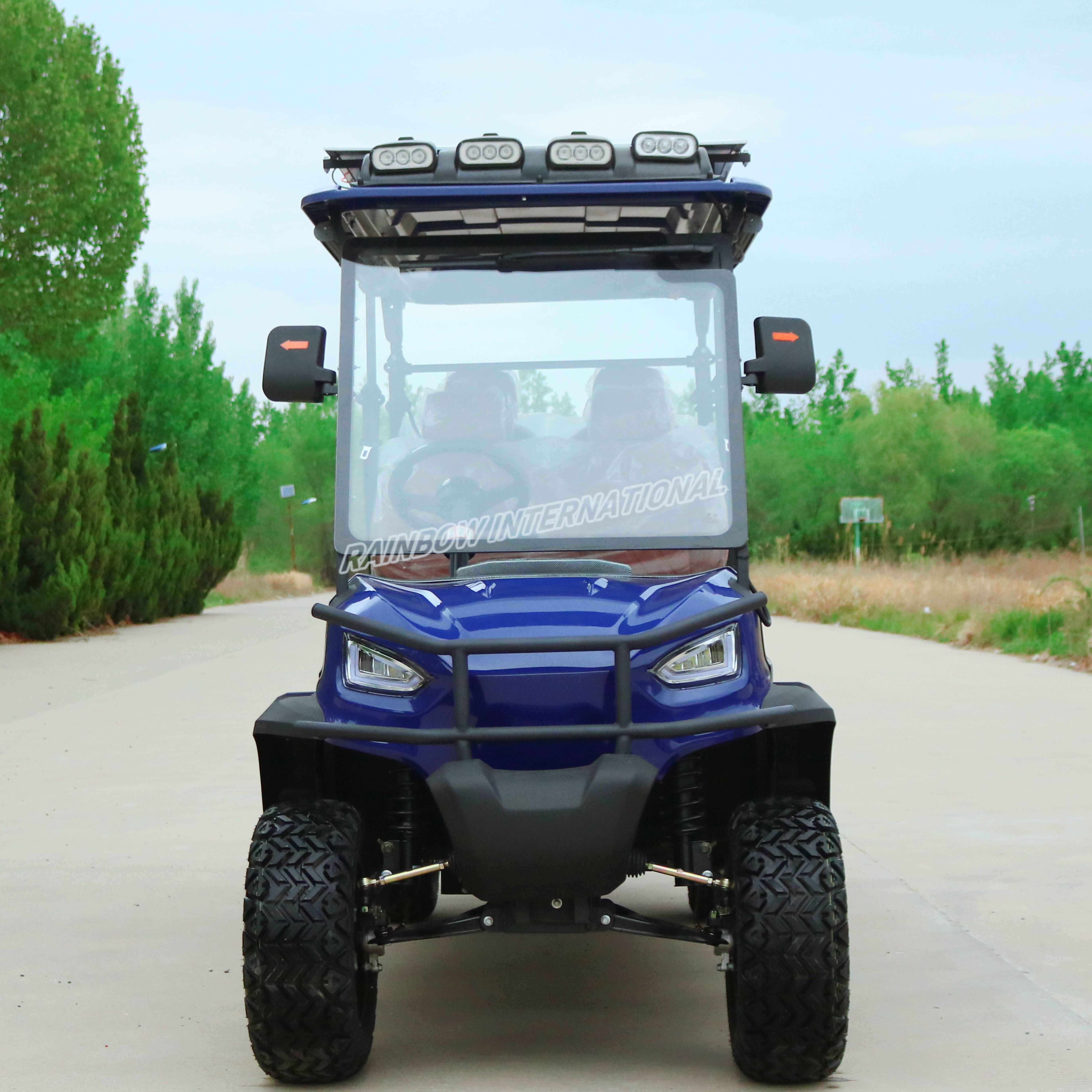 UK Customer Customized Right Hand Luxury Performance Solar Off-Road 6 Seater Electric Golf Buggy Cart with Lithium Battery
