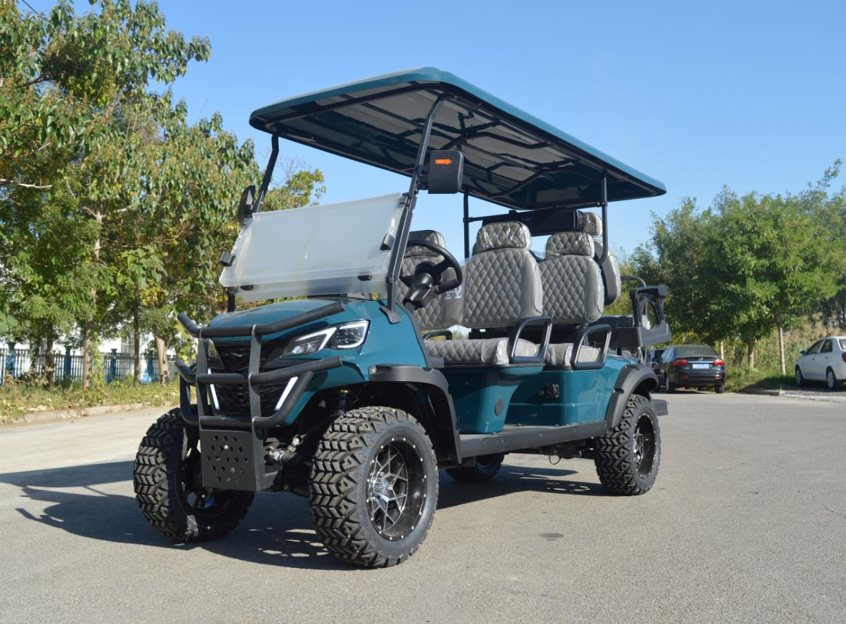 High Ground Clearance 6 Seats Utility Blue Electric Golf Cart 72V Lithium Battery 3.5-7.5 Kw Motor 30-50 Km/h Speed for Scenic