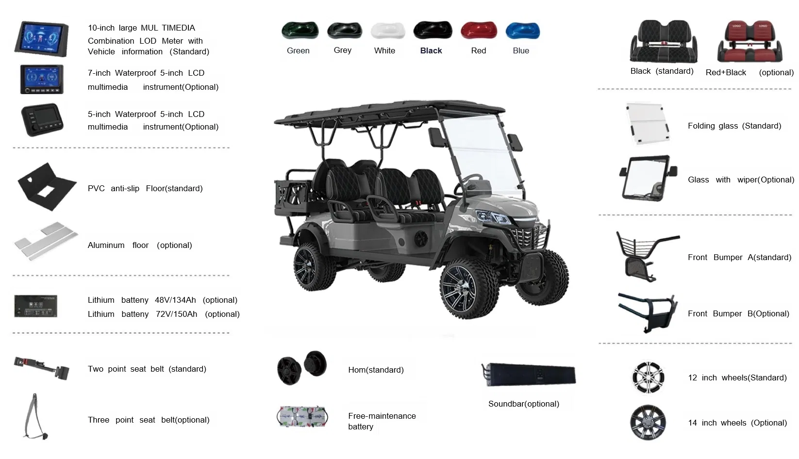 6 Seater Golf Kart Dimension