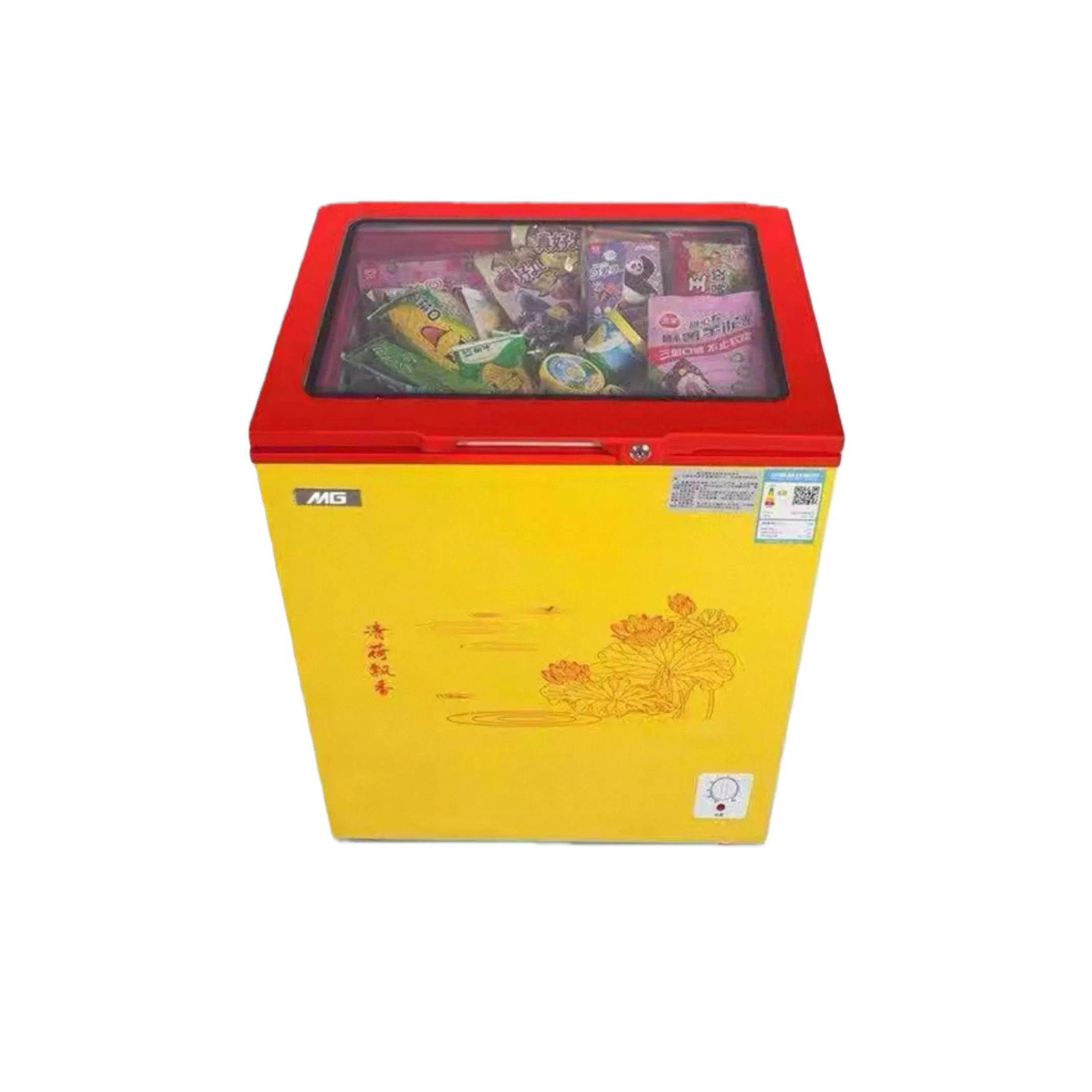 LED Light Ice Cream Glass Display Freezer