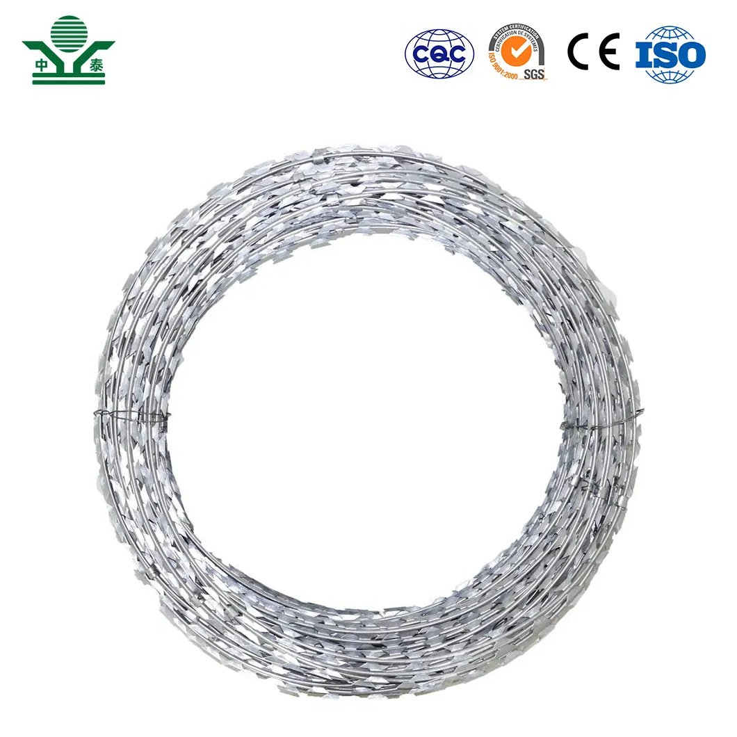 Zhongtai Mending Barbed Wire Fence China Manufacturers 50 Inch Coil Diameter Rzor Barbed Wire Used for Airport Security Electric Fence