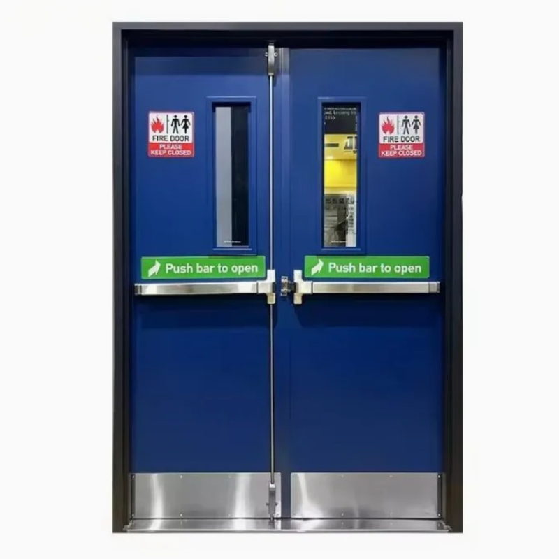 Commercial Fireproof Metal Push Bar Emergency Exit Device Steel Door with Durable Hardware
