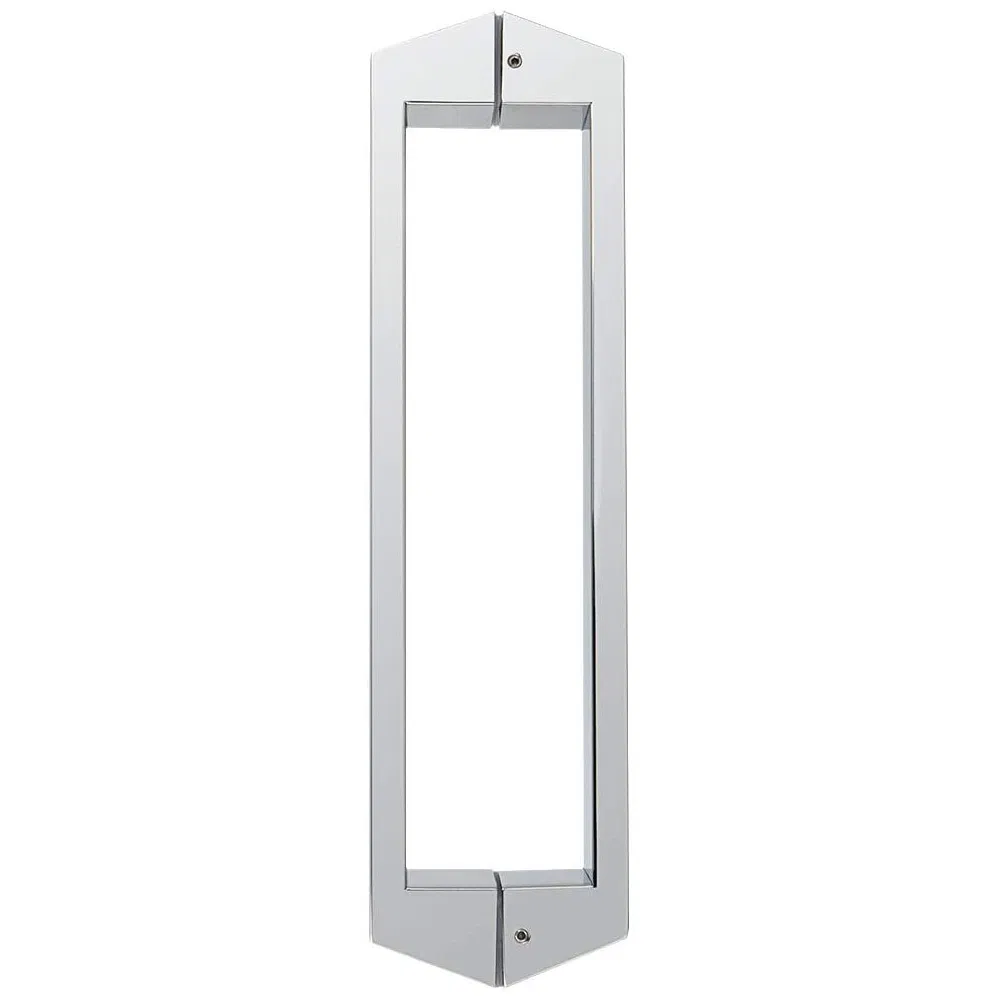 16-Inch Double Side Shower Glass Door Handle Pull Set Square Back-to-Back Heavy Thickening SUS304 Stainless Steel Polished Chrome