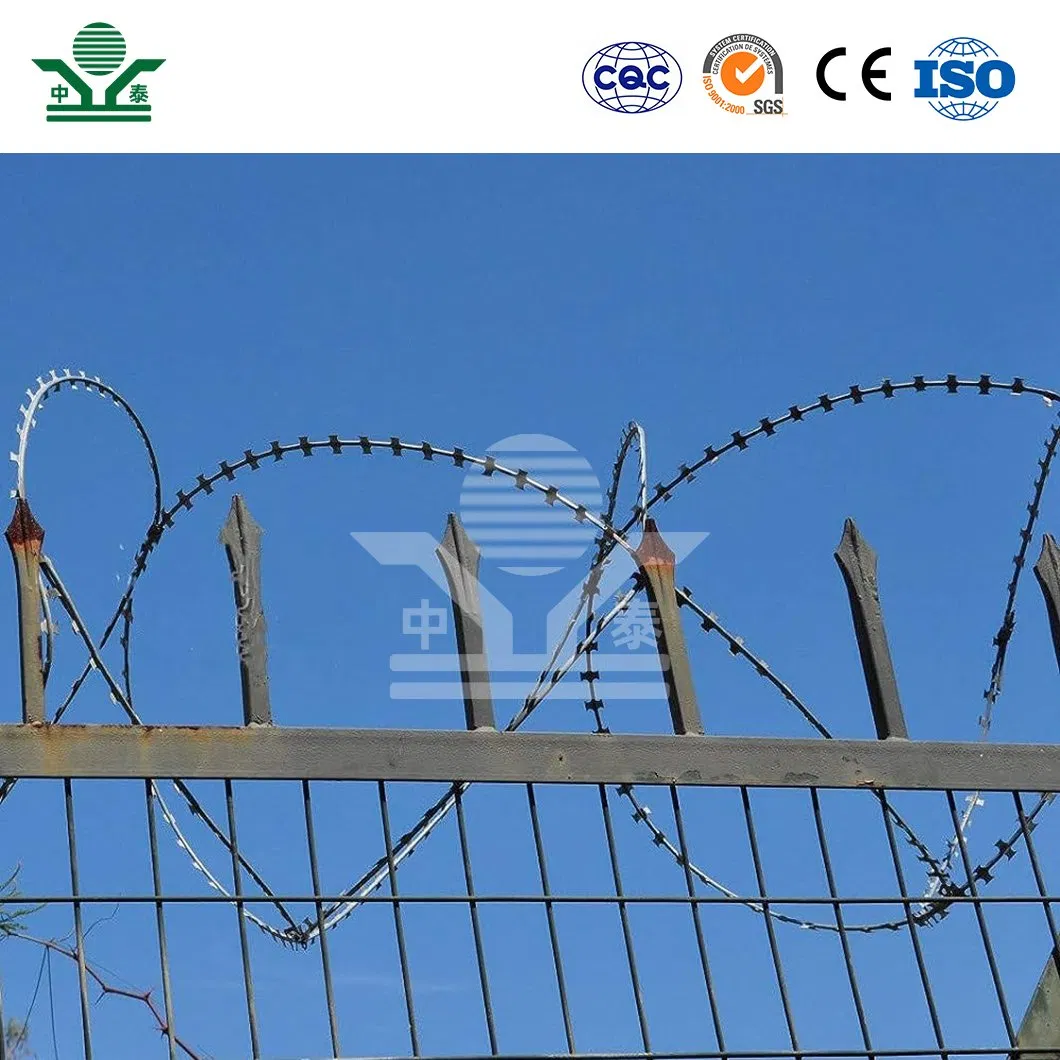 Zhongtai Razor Wire Vs Barbed Wire China Manufacturers 50 Inch Coil Diameter Double Razor Wire Used for Construction Security Fencing