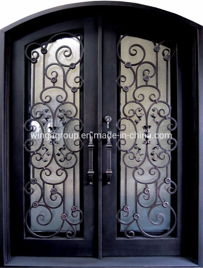 Custom Double Single Exterior Front Forged Wrought Iron Metal Steel Security Entry Exterior Door