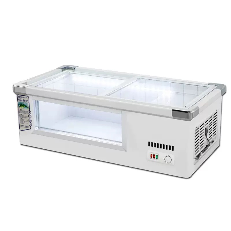 Lightweight Island Display Freezer, Small Portable Glass Display Refrigerator for Night Market Stall Cold Storage &amp; Freezing