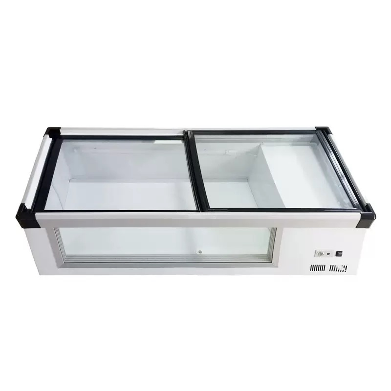 Lightweight Island Display Freezer, Small Portable Glass Display Refrigerator for Night Market Stall Cold Storage &amp; Freezing