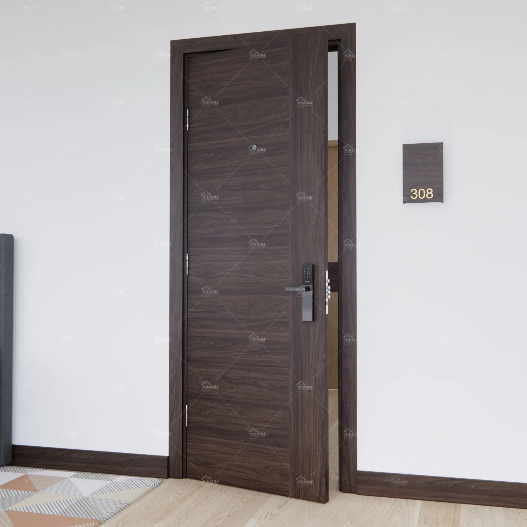 China Top Manufacturer Custom Hotel Project En BS Certified Fd30 Fd60 Contemporary Design Fire-Rated Doors for Hotels