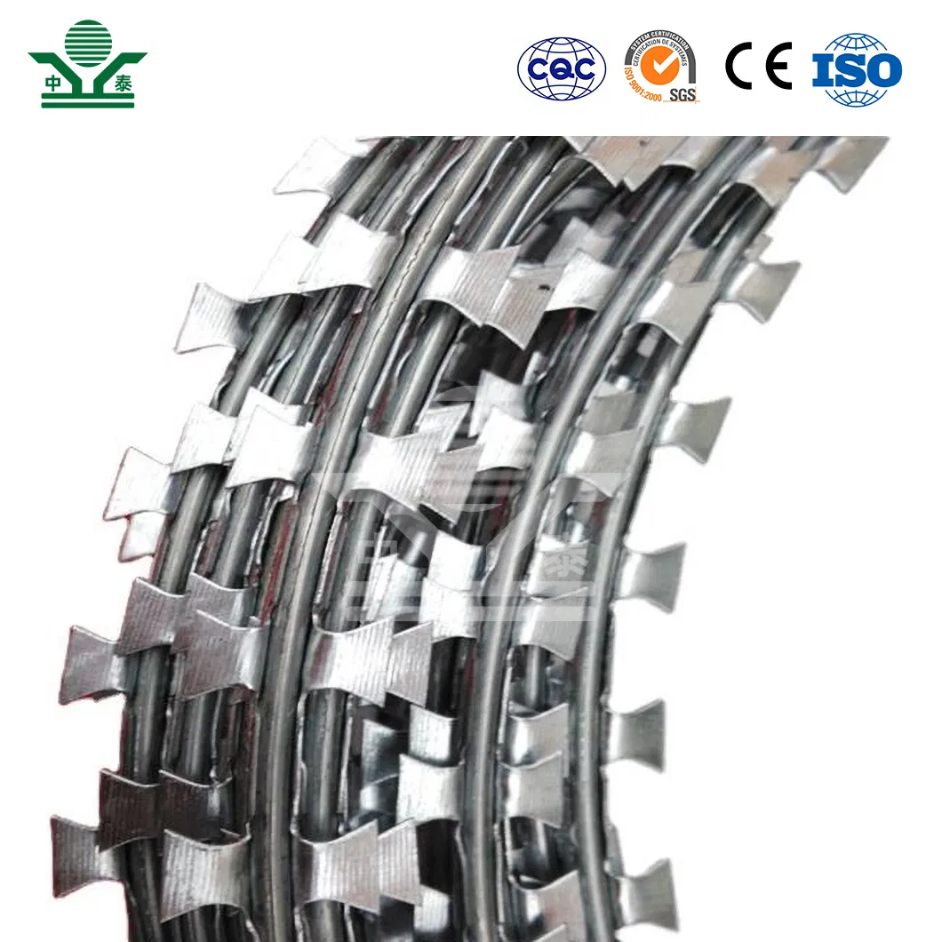 Zhongtai 500m Barbed Wire China Wholesalers 980mm Coil Diameter Razor Blade Barbed Wire Used for Airport Fence