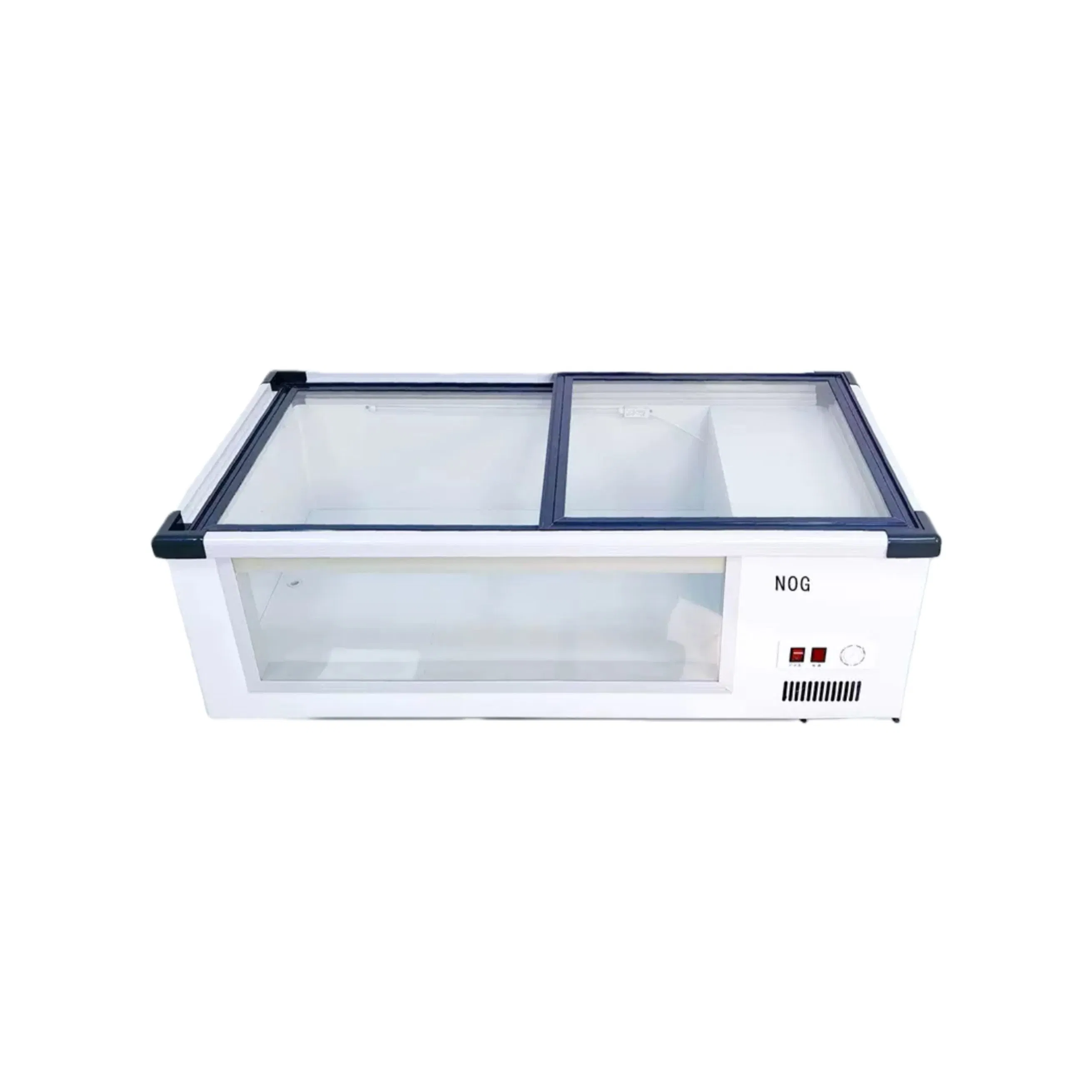 Small Island Glass Door Freezer, Stall Special Commercial Round Island Display Refrigerator for Cold Storage &amp; Freezing
