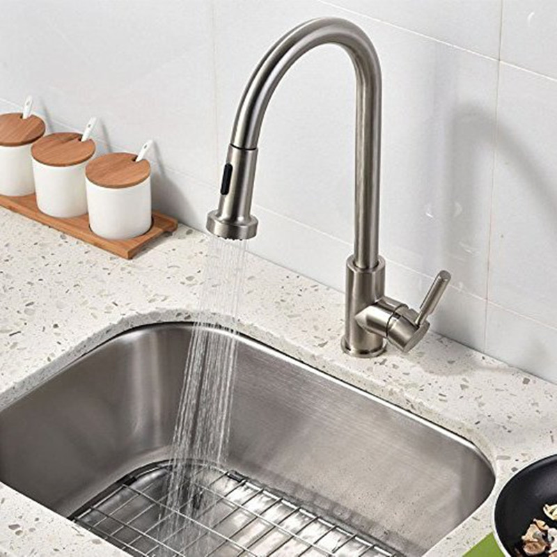 Single Handle New Models Pull Down Kitchen Sinks Stainless Steel Faucet Set