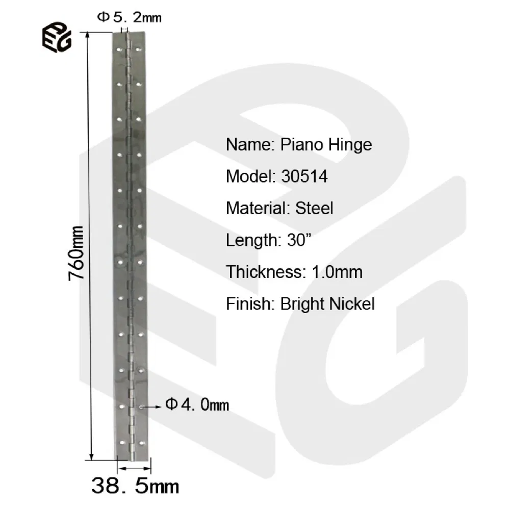 Heavy-Duty 30-Inch Continuous Hinge in Bright Nickel Finish