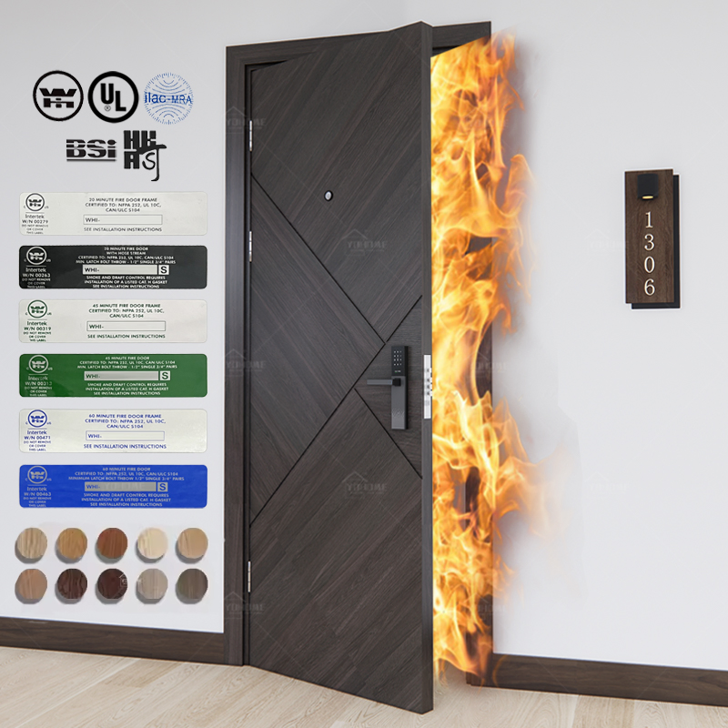 China Top Fire Door Factory Custom Italian Approved Fireproof Standard En 1634-1 Fire 30 60 90 120 Minute for Condos Hotel Project Fire Rated Wooden Doors