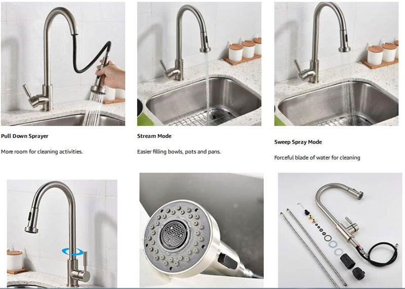 Single Handle New Models Pull Down Kitchen Sinks Stainless Steel Faucet Set