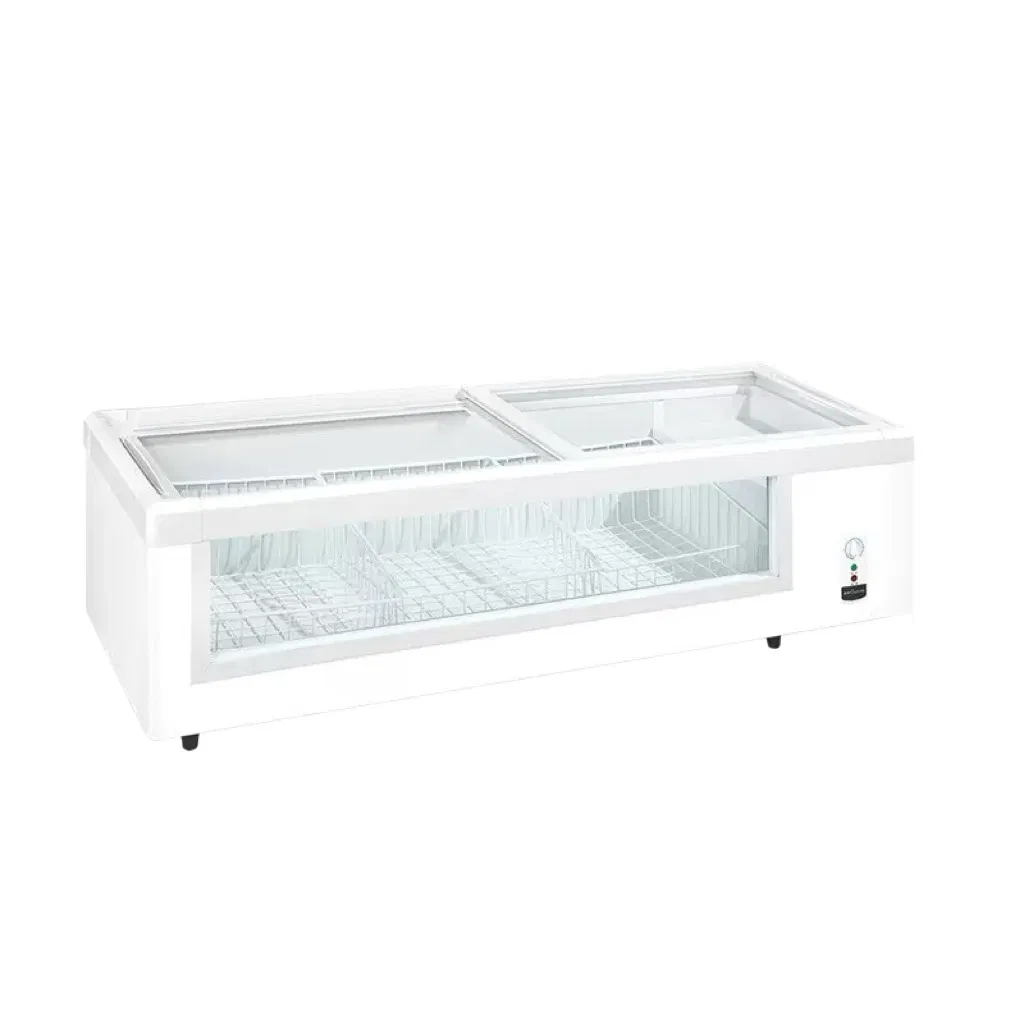Small Island Glass Door Freezer, Stall Special Commercial Round Island Display Refrigerator for Cold Storage &amp; Freezing