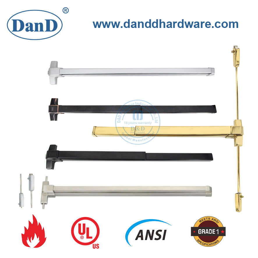 UL Listed Fire Rated Exit Hardware Manufacturer Stainless Steel Commercial Electrified Push Bar ANSI Grade 1 Lock CE En1125 Panic Bar Exit Device