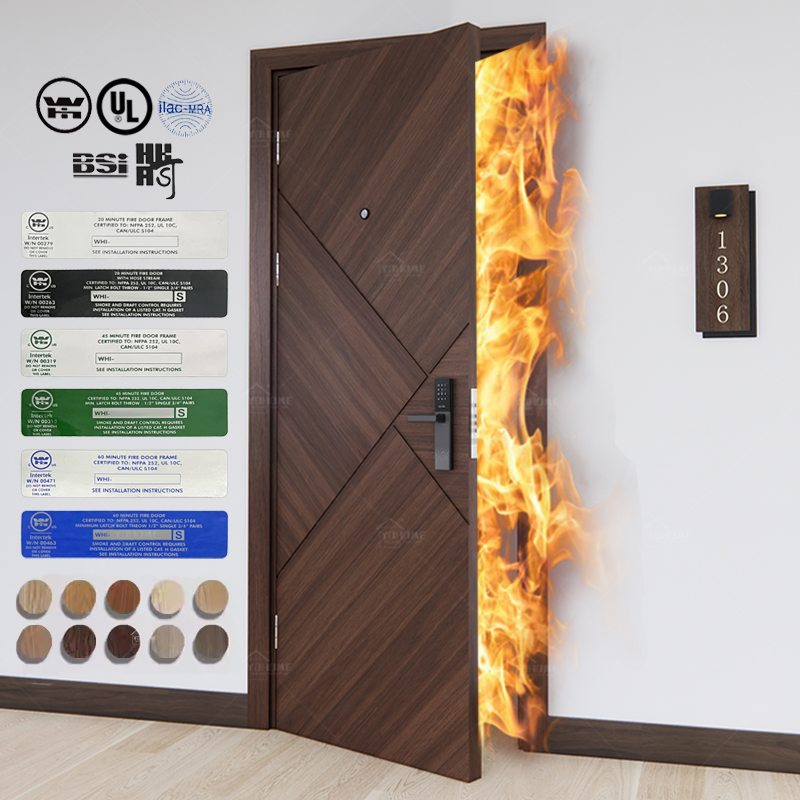 China Top Fire Door Factory Custom Italian Approved Fireproof Standard En 1634-1 Fire 30 60 90 120 Minute for Condos Hotel Project Fire Rated Wooden Doors