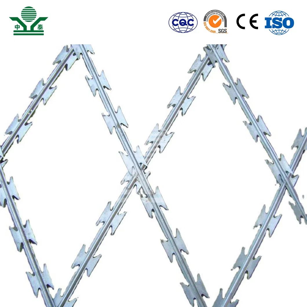 Zhongtai 4 Strand Barbed Wire China Manufacturers 10 - 15 M Length Razor Barbed Tape Wire Used for Secure Link Fence