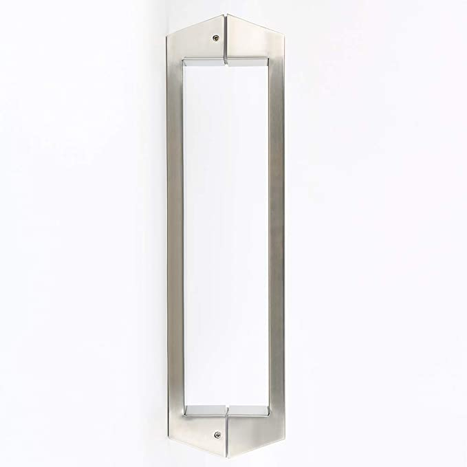 16-Inch Double Side Shower Glass Door Handle Pull Set Square Back-to-Back Heavy Thickening SUS304 Stainless Steel Brushed Nickel