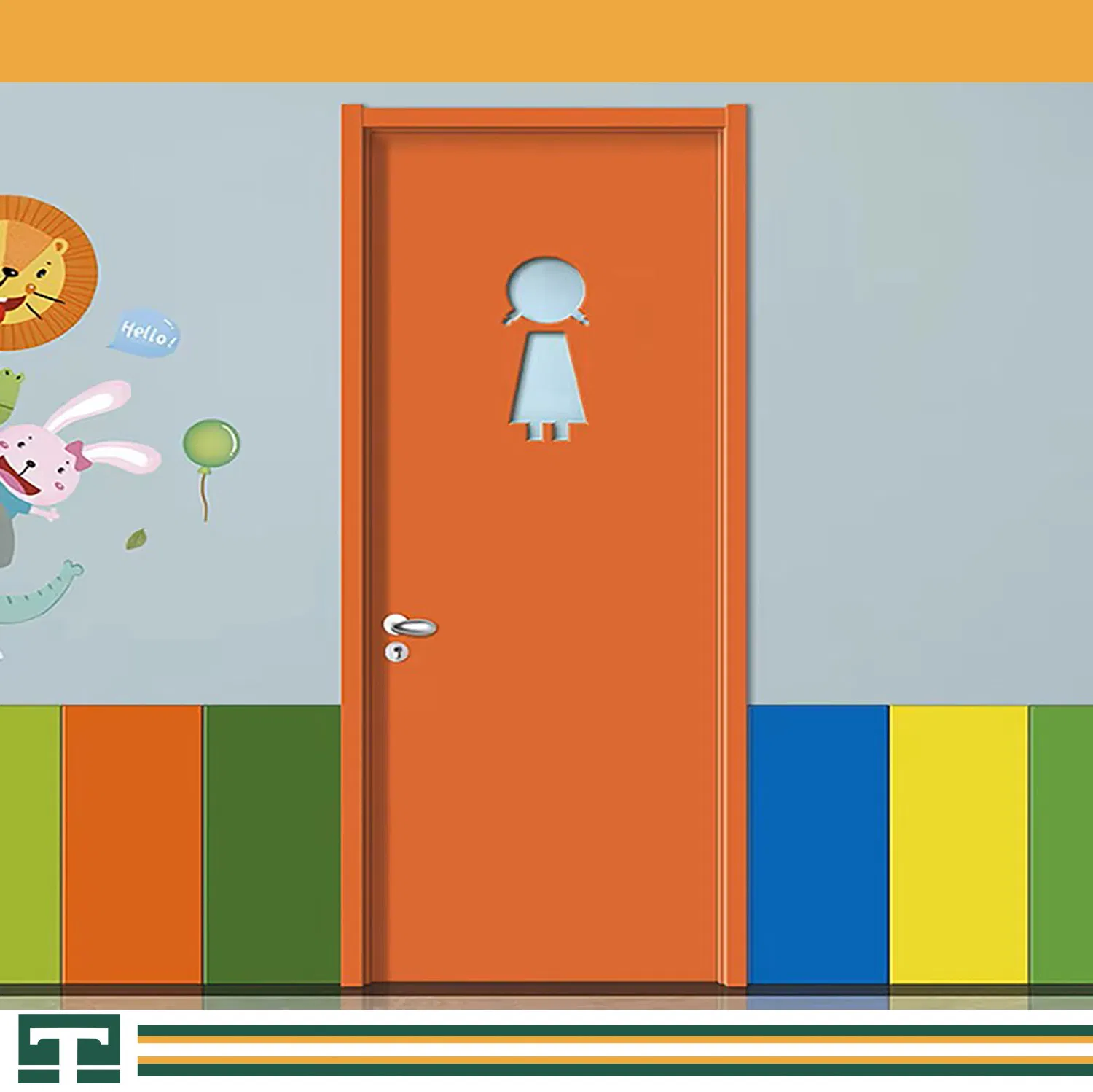 Custom Modern High Quality Eco-Friendly Interior Wooden Room Fire Rated Wood Cartoon Door for School Hospital Kindergarten