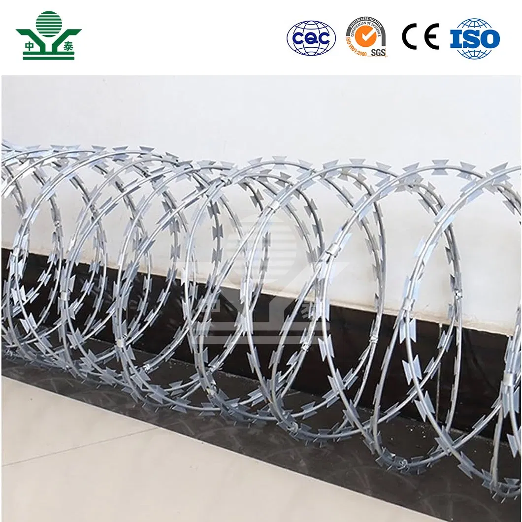 Zhongtai Blade Fencing Wire China Manufacturers 980mm Coil Diameter Modern Security Fencing Razor Barbed Wire Used for Security Palisade Fence