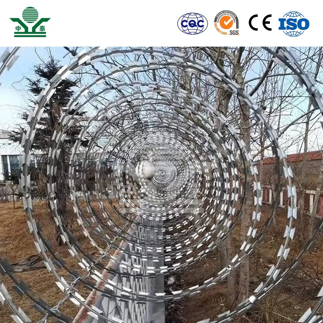 Zhongtai Building Barbed Wire Fence China Factory 300mm Coil Diameter Razor Wire Barbed Wire Used for High Security Dense Mesh Fence Panels 358 Anti Climb