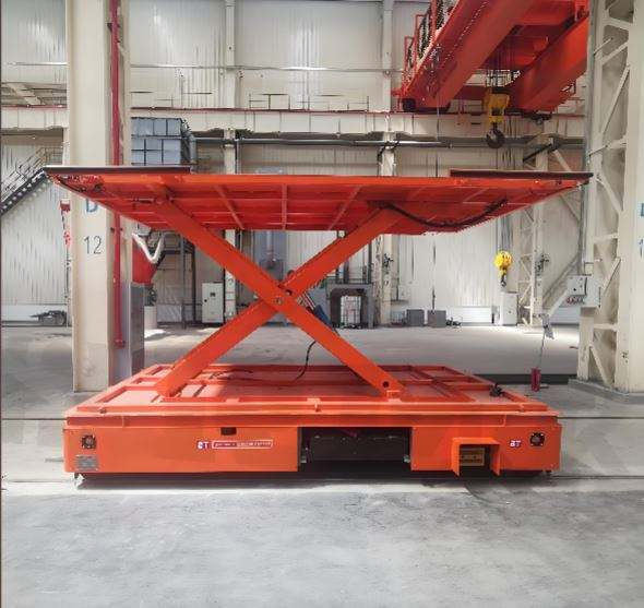 2025 New Product Steel Factory Trackless Plate Transport Cart Electric Flat Transfer Carriage