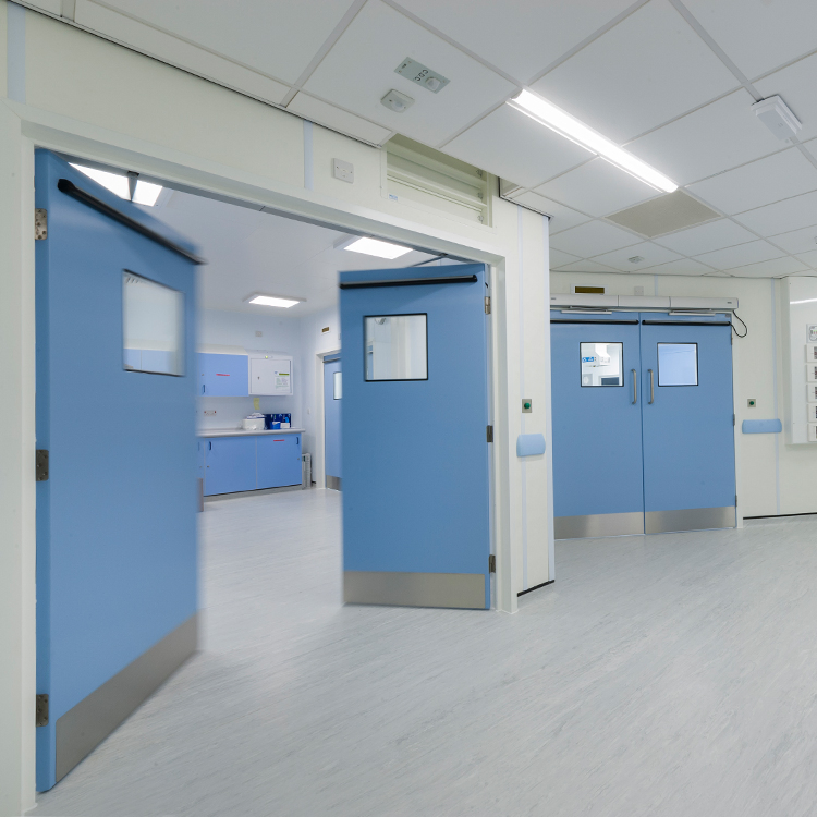China Foshan GMP Standard Hospital Pharma Clean Room Fire Rated Double Leaf Panel Steel Door