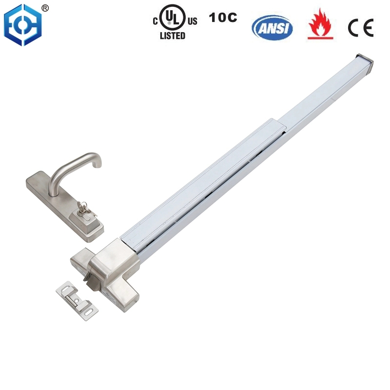 Push Bar Door Locks Panic Exit Device with Exterior Lever Emergency Lock Stainless Steel Commercial Door with Exterior Lever and 3 Keys for Metal Wood Door