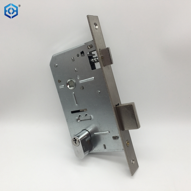 Silver Mortise Lock for Wooden Doors Backset 55mm Axes 72mm with Oval Lock Cylinder