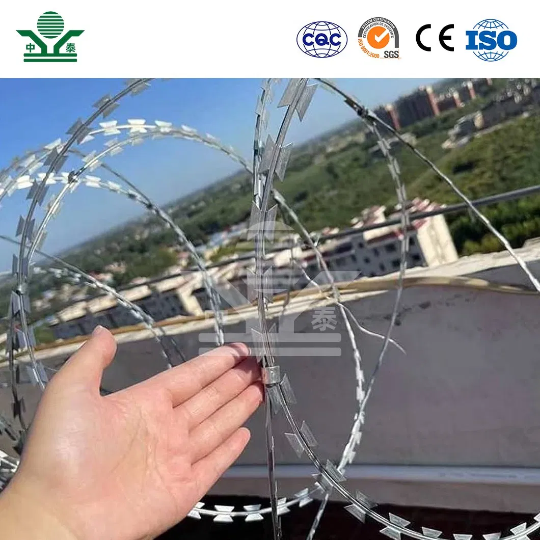 Zhongtai Blade Fencing Wire China Manufacturers 980mm Coil Diameter Modern Security Fencing Razor Barbed Wire Used for Security Palisade Fence