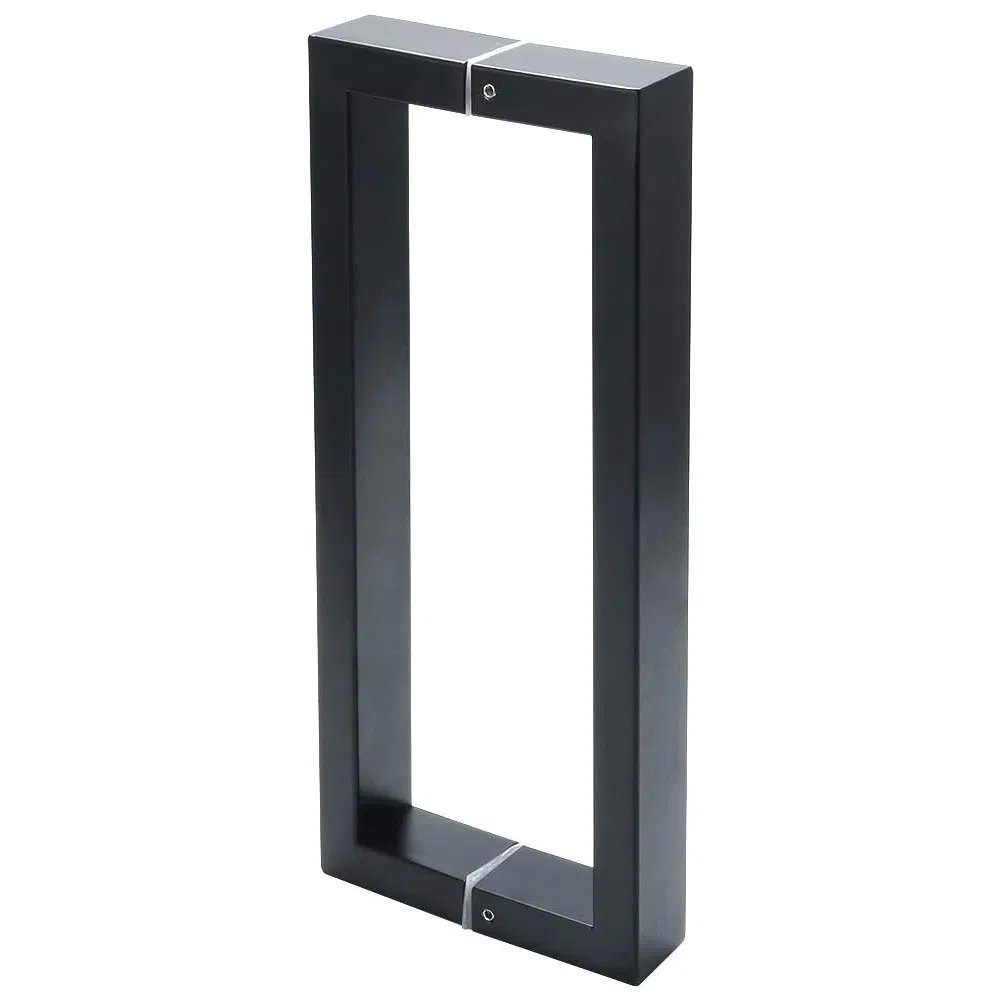 10-Inch SUS304 Stainless Steel Matte Black Square Back-to-Back Double Shower Glass Door Handle Pull Set with Washers