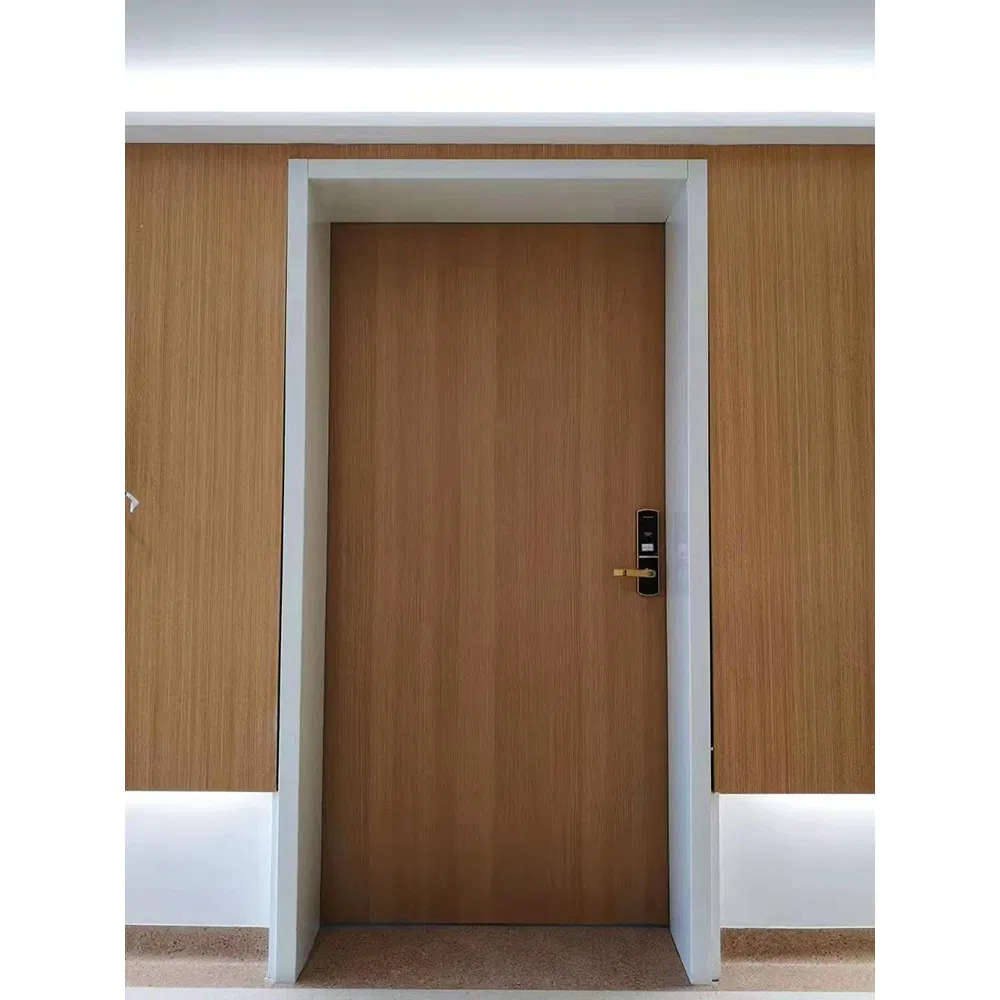 Interior Apartment Fireproof Emergency Laminated Veneer Metal Frame Entrance Fire Exit Solid Timber Room Fire Emergency Wooden Entry Fire Rated Wood Door