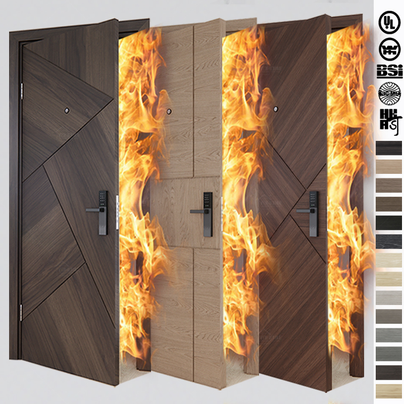 China Top Fire Door Factory Custom Italian Approved Fireproof Standard En 1634-1 Fire 30 60 90 120 Minute for Condos Hotel Project Fire Rated Wooden Doors